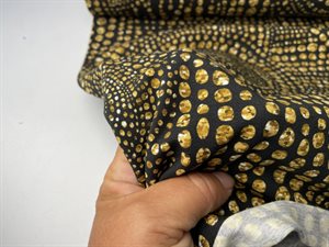 Bomuldsjersey - flot mønster i guld look